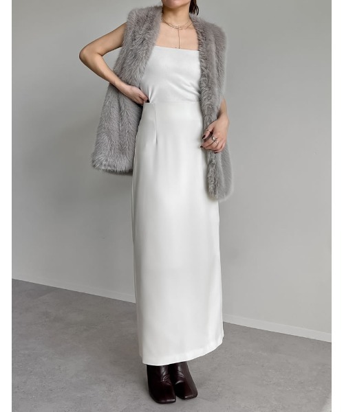 Re:EDIT（リエディ）の「[累計販売枚数1.5万枚突破][入卒式 セレモニー][新色追加][低身長/高身長サイズ有][洗濯機で洗える]カットツイル切り替えナロースカート（スカート・レディース・モカ/アイボリー/ダークブラウン/オレンジ/パープル/ブラック/ライトピンク/ネイビー/オフホワイト/チャコールグレー・MEDIUM/LARGE/SHORT/TALL）」の22枚目の写真