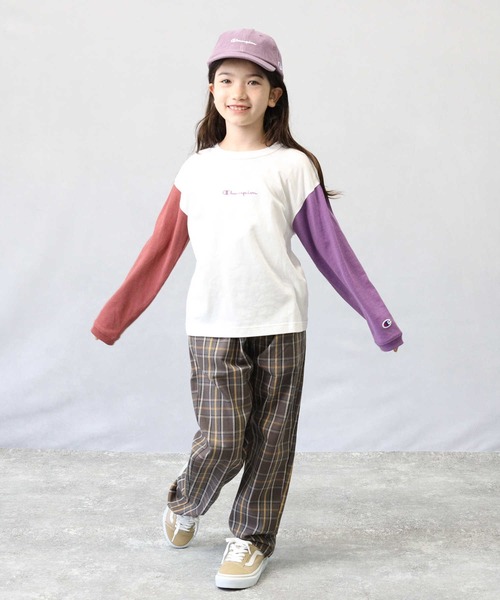 Champion（チャンピオン）の「【Champion】袖配色ロンＴ（Tシャツ/カットソー・キッズ・グレー/ホワイト・140/105/130/120）」の18枚目の写真