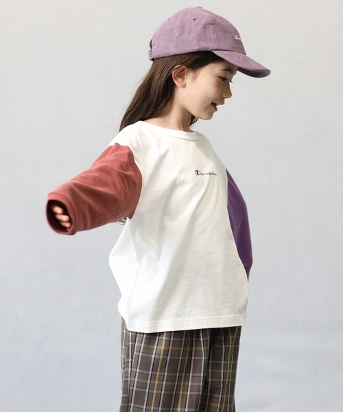 Champion（チャンピオン）の「【Champion】袖配色ロンＴ（Tシャツ/カットソー・キッズ・グレー/ホワイト・140/105/130/120）」の15枚目の写真