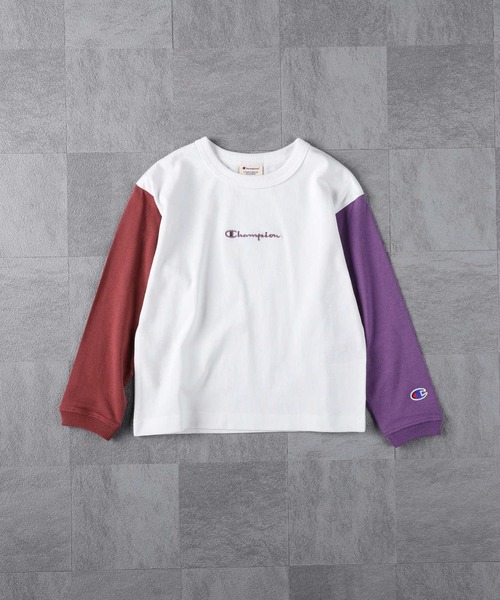 Champion（チャンピオン）の「【Champion】袖配色ロンＴ（Tシャツ/カットソー・キッズ・グレー/ホワイト・140/105/130/120）」の6枚目の写真
