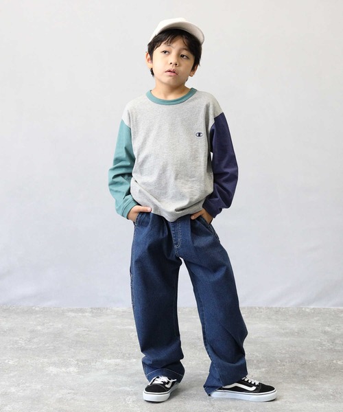 Champion（チャンピオン）の「【Champion】袖配色ロンＴ（Tシャツ/カットソー・キッズ・グレー/ホワイト・140/105/130/120）」の12枚目の写真
