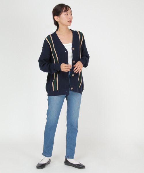 LBC（エルビーシー）の「配色ラインVネックカーディガン（カーディガン/ボレロ・レディース・ネイビー/ベージュ・M）」の16枚目の写真