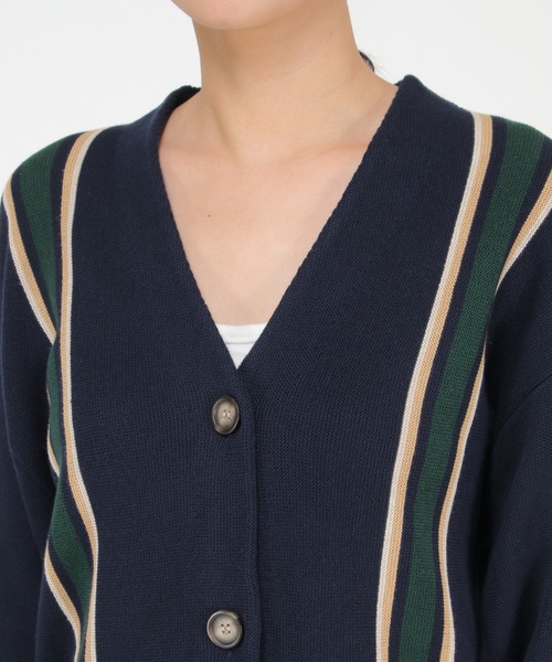 LBC（エルビーシー）の「配色ラインVネックカーディガン（カーディガン/ボレロ・レディース・ネイビー/ベージュ・M）」の15枚目の写真