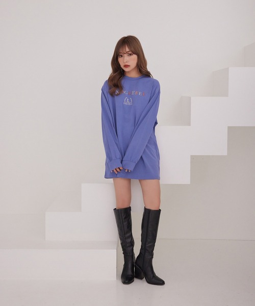 ANDGEEBEE(アンジービー)の「UNISEX クラシックロゴロンT(Tシャツ/カットソー・レディース・パープル/チャコールグレー・X-LARGE)」の6枚目の写真