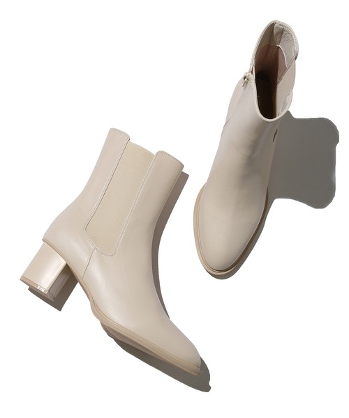 Juze（ジュゼ）の「ヒールサイドゴアブーツ（ブーツ・レディース・ブラック/オフホワイト・L/M/S）」の2枚目の写真