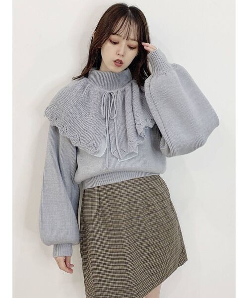 dazzlin（ダズリン）の「2WAYケープカラーニットトップス（ニット/セーター・レディース・グレー/オフホワイト/チャコールグレー・FREE）」の17枚目の写真