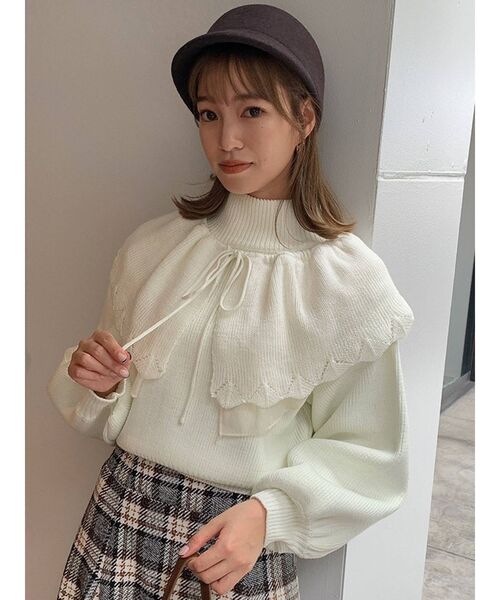 dazzlin（ダズリン）の「2WAYケープカラーニットトップス（ニット/セーター・レディース・グレー/オフホワイト/チャコールグレー・FREE）」の9枚目の写真