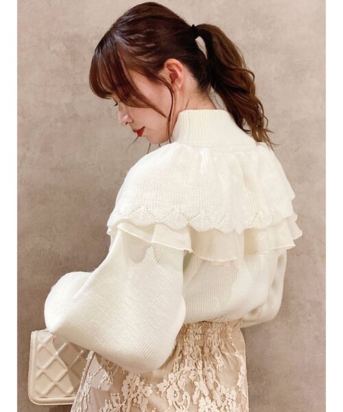 dazzlin（ダズリン）の「2WAYケープカラーニットトップス（ニット/セーター・レディース・グレー/オフホワイト/チャコールグレー・FREE）」の18枚目の写真