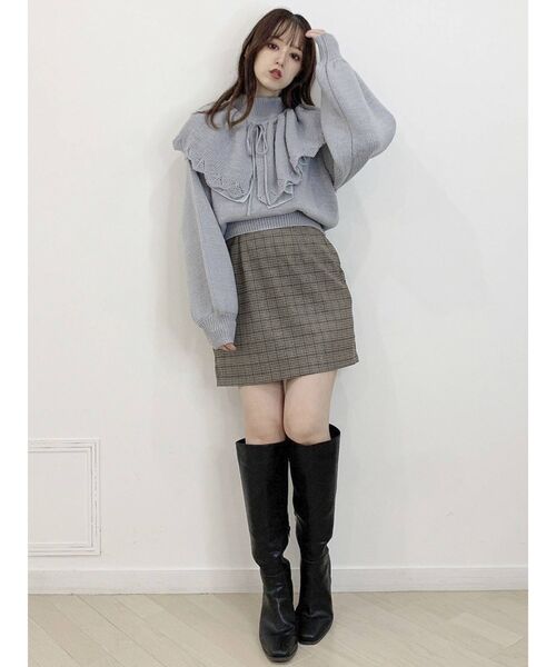 dazzlin（ダズリン）の「2WAYケープカラーニットトップス（ニット/セーター・レディース・グレー/オフホワイト/チャコールグレー・FREE）」の5枚目の写真