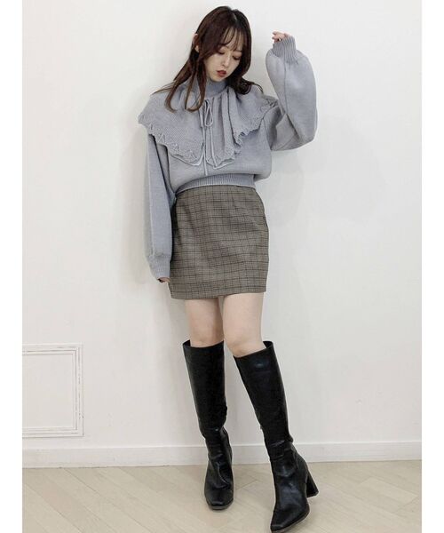 dazzlin（ダズリン）の「2WAYケープカラーニットトップス（ニット/セーター・レディース・グレー/オフホワイト/チャコールグレー・FREE）」の6枚目の写真