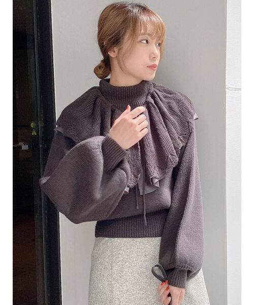 dazzlin（ダズリン）の「2WAYケープカラーニットトップス（ニット/セーター・レディース・グレー/オフホワイト/チャコールグレー・FREE）」の19枚目の写真