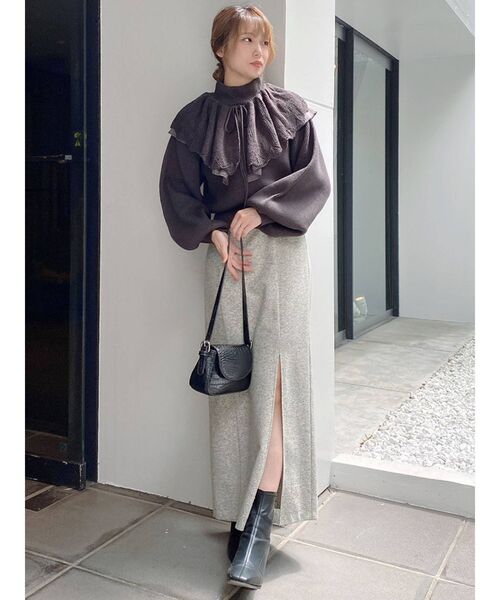 dazzlin（ダズリン）の「2WAYケープカラーニットトップス（ニット/セーター・レディース・グレー/オフホワイト/チャコールグレー・FREE）」の7枚目の写真