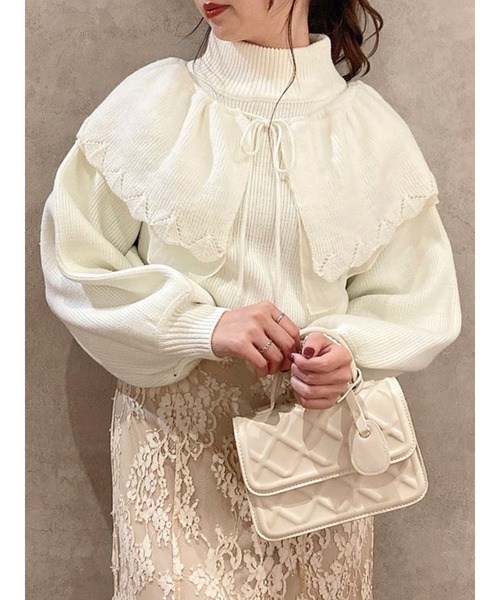 dazzlin（ダズリン）の「2WAYケープカラーニットトップス（ニット/セーター・レディース・グレー/オフホワイト/チャコールグレー・FREE）」の2枚目の写真