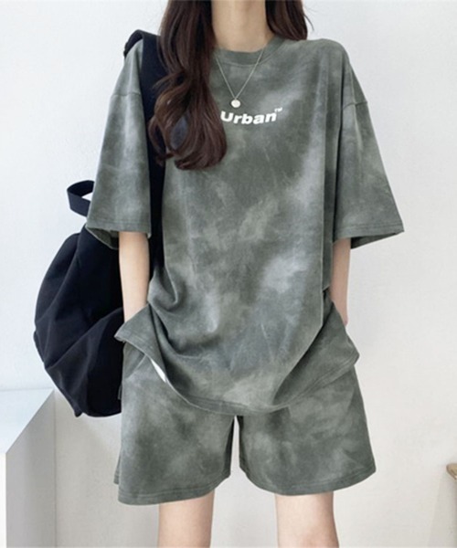 PRIVATE  BEACH（プライベートビーチ）の「2点セットルームウェア タイダイTシャツ＆ショートパンツ（ルームウェア/パジャマ・レディース・パープル/グレー/グリーン・M/L）」の8枚目の写真