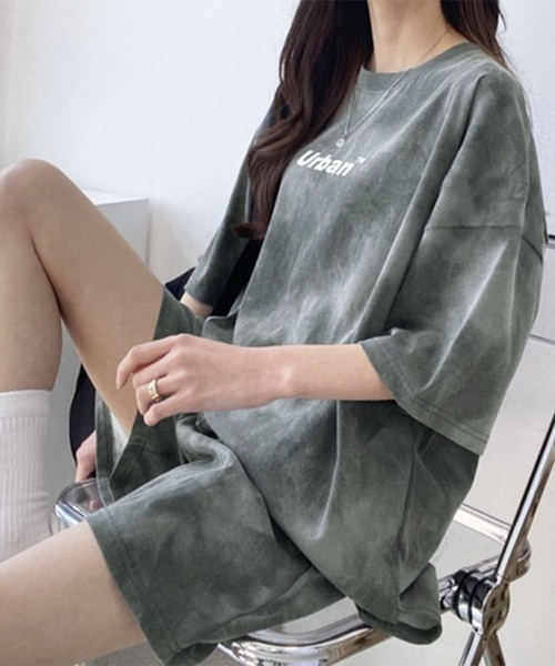 PRIVATE  BEACH（プライベートビーチ）の「2点セットルームウェア タイダイTシャツ＆ショートパンツ（ルームウェア/パジャマ・レディース・パープル/グレー/グリーン・M/L）」の9枚目の写真