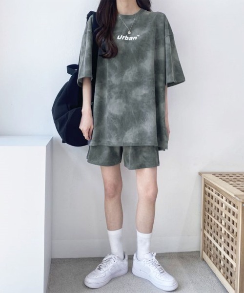 PRIVATE  BEACH（プライベートビーチ）の「2点セットルームウェア タイダイTシャツ＆ショートパンツ（ルームウェア/パジャマ・レディース・パープル/グレー/グリーン・M/L）」の10枚目の写真