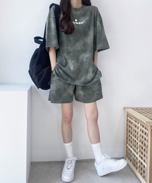 PRIVATE  BEACH（プライベートビーチ）の「2点セットルームウェア タイダイTシャツ＆ショートパンツ（ルームウェア/パジャマ・レディース・パープル/グレー/グリーン・M/L）」の11枚目の写真