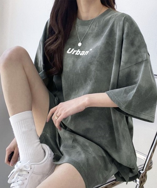 PRIVATE  BEACH（プライベートビーチ）の「2点セットルームウェア タイダイTシャツ＆ショートパンツ（ルームウェア/パジャマ・レディース・パープル/グレー/グリーン・M/L）」の12枚目の写真