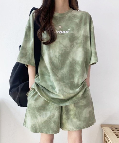 PRIVATE  BEACH（プライベートビーチ）の「2点セットルームウェア タイダイTシャツ＆ショートパンツ（ルームウェア/パジャマ・レディース・パープル/グレー/グリーン・M/L）」の13枚目の写真