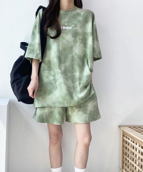 PRIVATE  BEACH（プライベートビーチ）の「2点セットルームウェア タイダイTシャツ＆ショートパンツ（ルームウェア/パジャマ・レディース・パープル/グレー/グリーン・M/L）」の15枚目の写真