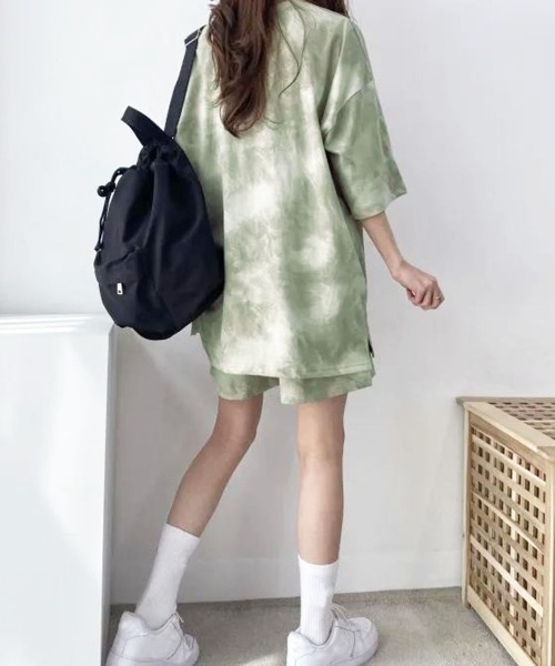 PRIVATE  BEACH（プライベートビーチ）の「2点セットルームウェア タイダイTシャツ＆ショートパンツ（ルームウェア/パジャマ・レディース・パープル/グレー/グリーン・M/L）」の17枚目の写真