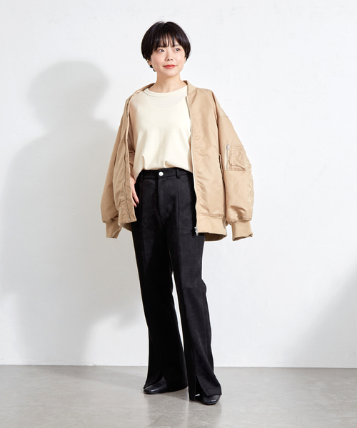 B.C STOCK（ベーセーストック）の「ヌバックスエード調スリットパンツ（スラックス・レディース・ブラック/ブラウン/ブルー系その他・36/38）」の8枚目の写真