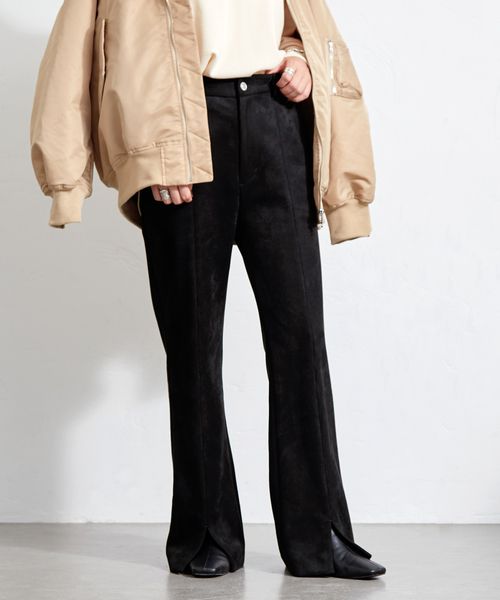 B.C STOCK（ベーセーストック）の「ヌバックスエード調スリットパンツ（スラックス・レディース・ブラック/ブラウン/ブルー系その他・36/38）」の13枚目の写真