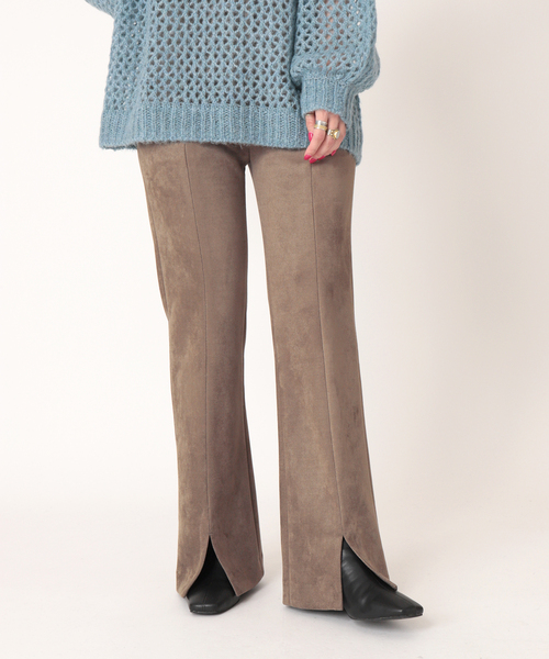 B.C STOCK（ベーセーストック）の「ヌバックスエード調スリットパンツ（スラックス・レディース・ブラック/ブラウン/ブルー系その他・36/38）」の10枚目の写真