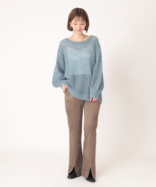 B.C STOCK（ベーセーストック）の「ヌバックスエード調スリットパンツ（スラックス・レディース・ブラック/ブラウン/ブルー系その他・36/38）」の15枚目の写真