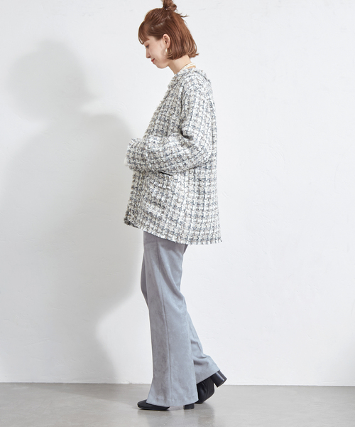 B.C STOCK（ベーセーストック）の「ヌバックスエード調スリットパンツ（スラックス・レディース・ブラック/ブラウン/ブルー系その他・36/38）」の6枚目の写真