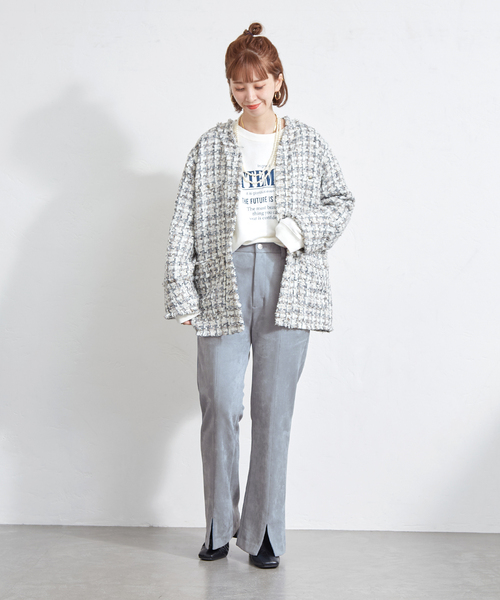 B.C STOCK（ベーセーストック）の「ヌバックスエード調スリットパンツ（スラックス・レディース・ブラック/ブラウン/ブルー系その他・36/38）」の19枚目の写真