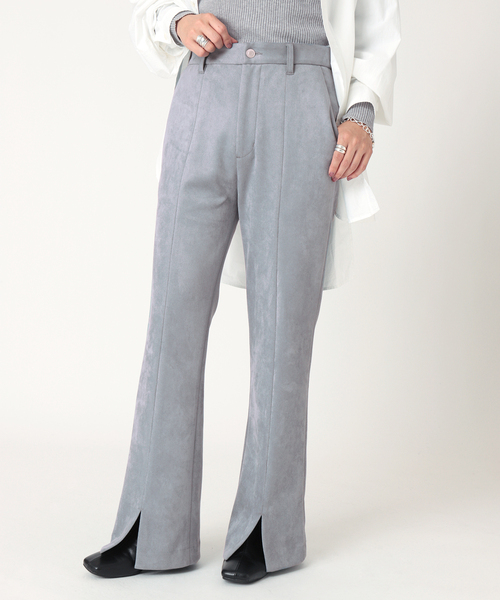 B.C STOCK（ベーセーストック）の「ヌバックスエード調スリットパンツ（スラックス・レディース・ブラック/ブラウン/ブルー系その他・36/38）」の7枚目の写真