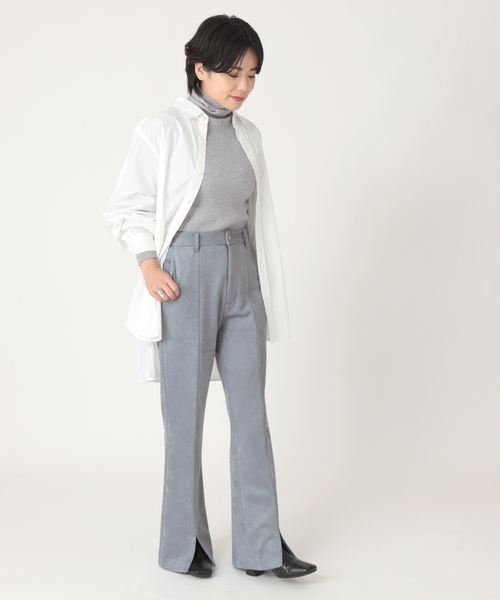 B.C STOCK（ベーセーストック）の「ヌバックスエード調スリットパンツ（スラックス・レディース・ブラック/ブラウン/ブルー系その他・36/38）」の20枚目の写真