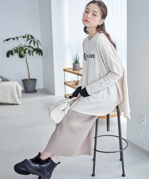 STYLEBLOCK（スタイルブロック）の「2WAYミラノリブニットスカート（スカート・レディース・ブラック/グレイッシュベージュ/ピンク系その他/アイボリー/ダークグリーン・FREE）」の4枚目の写真