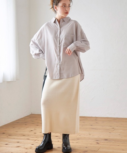 STYLEBLOCK（スタイルブロック）の「2WAYミラノリブニットスカート（スカート・レディース・ブラック/グレイッシュベージュ/ピンク系その他/アイボリー/ダークグリーン・FREE）」の2枚目の写真