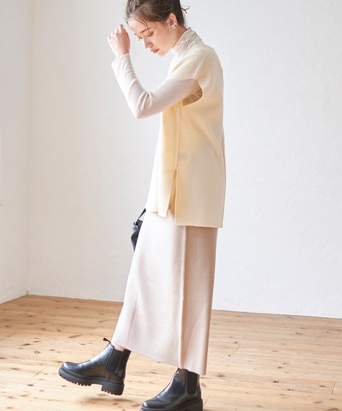 STYLEBLOCK（スタイルブロック）の「2WAYミラノリブニットスカート（スカート・レディース・ブラック/グレイッシュベージュ/ピンク系その他/アイボリー/ダークグリーン・FREE）」の13枚目の写真