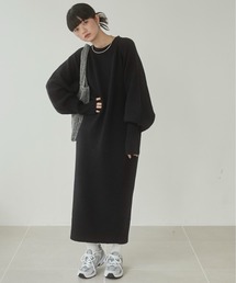 フィンガーホール マキシニットワンピース