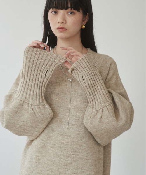 ANGIE（アンジー）の「フィンガーホール マキシニットワンピース（ワンピース・レディース・アイボリー/ベージュ/杢グレー/ブラック/キナリ・FREE）」の13枚目の写真