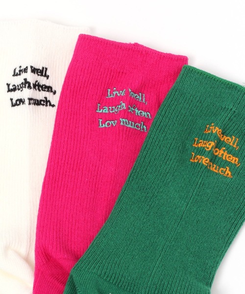 BAYFLOW（ベイフロー）の「バッグメッセージソックス（ソックス/靴下・レディース・グリーン/ブラック/ホワイト/桜・FREE）」の9枚目の写真