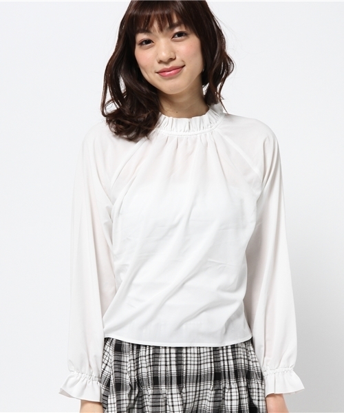 Chico（チコ）の「スタンドフリルBL（シャツ/ブラウス・レディース・ホワイト/ライトグレー/ライトブルー・FREE）」の5枚目の写真