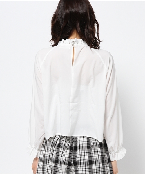 Chico（チコ）の「スタンドフリルBL（シャツ/ブラウス・レディース・ホワイト/ライトグレー/ライトブルー・FREE）」の7枚目の写真
