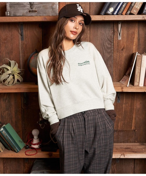 ANAP（アナップ）の「ポイントウェーブ刺繍裏毛プルオーバー（スウェット・レディース・ライトグレー/ブラック/ブラウン・FREE）」の2枚目の写真