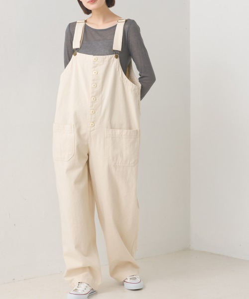 OMNES（オムネス）の「ダンプサロペット（サロペット/オーバーオール・レディース・ブラック/ベージュ/ネイビー/アイボリー/キナリ/カーキ/インディゴブルー/ブルー・FREE）」の14枚目の写真