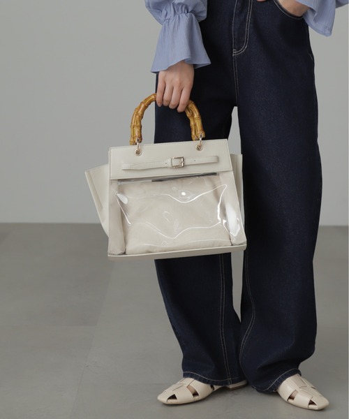 FREE'S MART（フリーズマート）の「◆マテリアルMIXバッグ（ショルダーバッグ・レディース・ブラック系その他/ホワイト/グレー・ﾌﾘ-）」の20枚目の写真