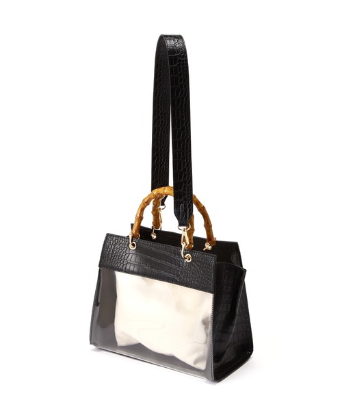 FREE'S MART（フリーズマート）の「◆マテリアルMIXバッグ（ショルダーバッグ・レディース・ブラック系その他/ホワイト/グレー・ﾌﾘ-）」の13枚目の写真