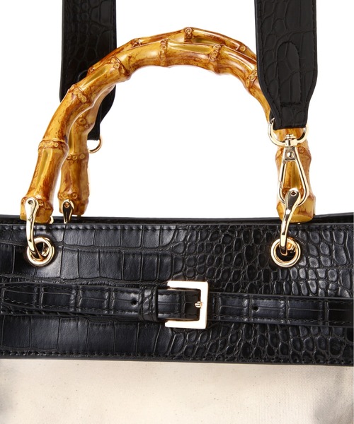 FREE'S MART（フリーズマート）の「◆マテリアルMIXバッグ（ショルダーバッグ・レディース・ブラック系その他/ホワイト/グレー・ﾌﾘ-）」の11枚目の写真