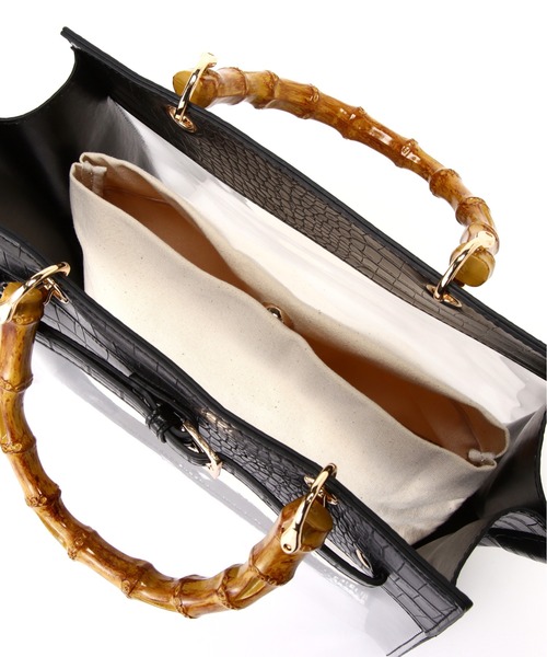 FREE'S MART（フリーズマート）の「◆マテリアルMIXバッグ（ショルダーバッグ・レディース・ブラック系その他/ホワイト/グレー・ﾌﾘ-）」の6枚目の写真