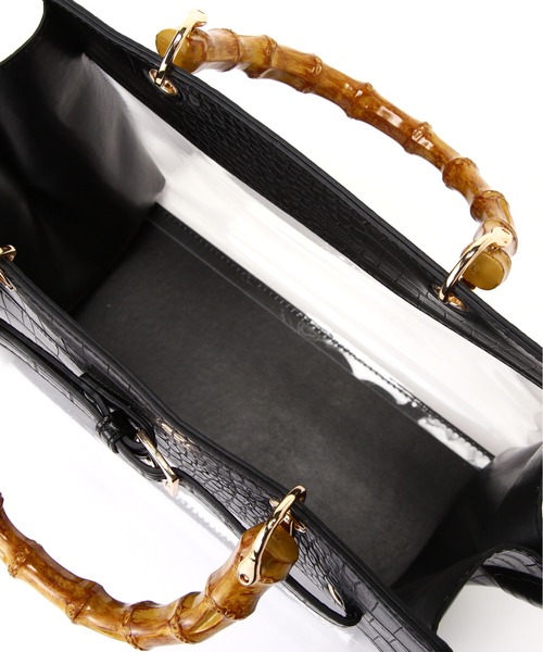 FREE'S MART（フリーズマート）の「◆マテリアルMIXバッグ（ショルダーバッグ・レディース・ブラック系その他/ホワイト/グレー・ﾌﾘ-）」の4枚目の写真