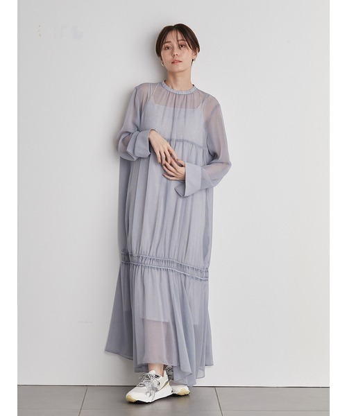emmi(エミ)の「【emmi atelier】プリントティアードワンピース(ワンピース・レディース・ライトブルー/ネイビー/イエロー・0/1)」の10枚目の写真
