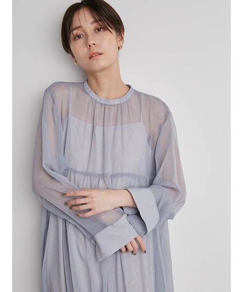 emmi(エミ)の「【emmi atelier】プリントティアードワンピース(ワンピース・レディース・ライトブルー/ネイビー/イエロー・0/1)」の14枚目の写真